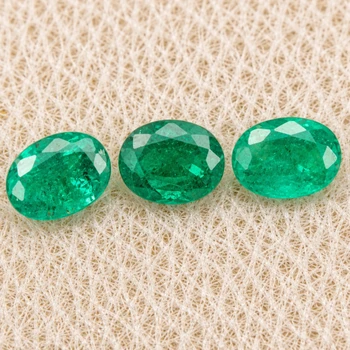 3.5x2.5 mm Oval 3pcs Natural Zambian Brilliant Intense Green Emerald [SI]