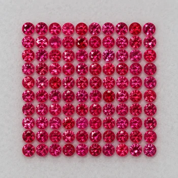 1.30 mm Round 80 pcs Machine Cut Natural Top Pink Red Burma Ruby [Flawless-VVS]