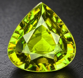 7.30 mm Pear 1.45cts Superb Luster Rainbow Spark Natural Canary Green Sphene [VVS]