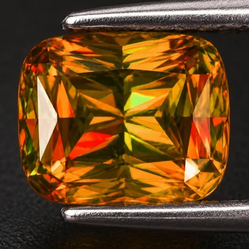 7x6 mm Cushion 1.32cts Superb Luster Rainbow Spark Natural Honey Yellow Sphene [Flawless-VVS]