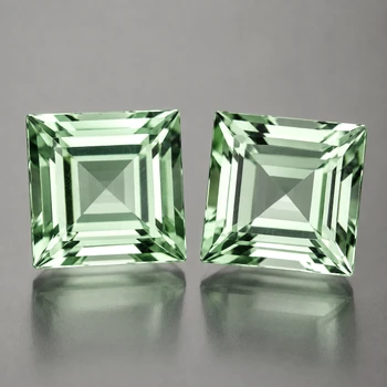 11.00 mm Square 2 pcs AAA Luster Natural Sparkling Green Amethyst [Flawless-VVS]