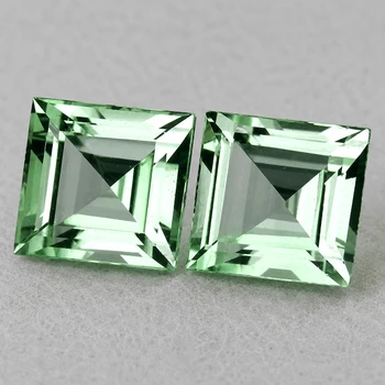 13.00 mm Square 2 pcs AAA Luster Natural Sparkling Green Amethyst [Flawless-VVS]
