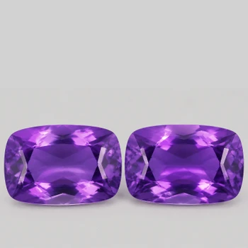 12x8 mm Cushion 2pcs AAA Brilliant Luster Natural Purple Amethyst [Flawless-VVS]