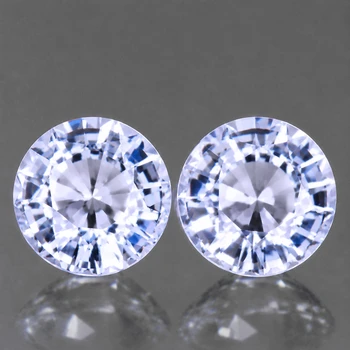5.50 mm Round 2pcs AAA Luster Natural SriLanka White-Blue Sapphire [Flawless-VVS]