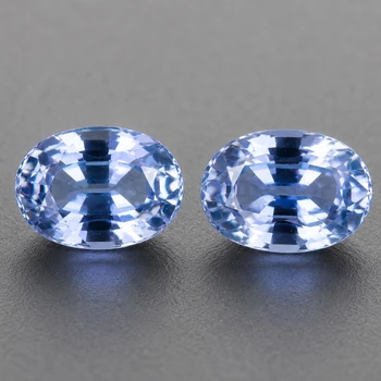 7x5 mm Oval 2 pcs Fire Luster Natural Light Blue Sapphire [Flawless-VVS]