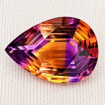 26x20 mm Pear 42.15cts AAA Fire Luster Natural Bi-color Bolivian Ametrine [Flawless-VVS]