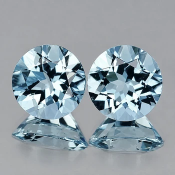 6.00 mm Round 2pcs Top Luster Natural Sky Blue Aquamarine [Flawless-VVS]