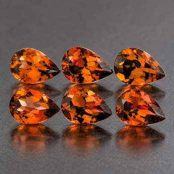 4x3 mm Pear 6pcs Natural Intense Orange Spessartite Garnet [Flawless-VVS]