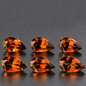 5x3 mm Pear 6pcs Natural Intense Orange Spessartite Garnet [Flawless-VVS]