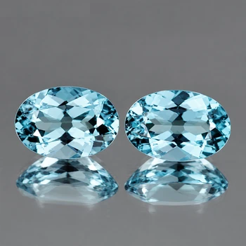 7x5 mm Oval 2 pcs Fire Luster Natural Brilliant Santa Maria Blue Aquamarine [Flawless-VVS]