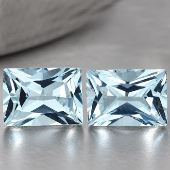 7x5 mm Baguette Princess 2pcs AAA Luster Natural Sky Blue Aquamarine [Flawless-VVS]