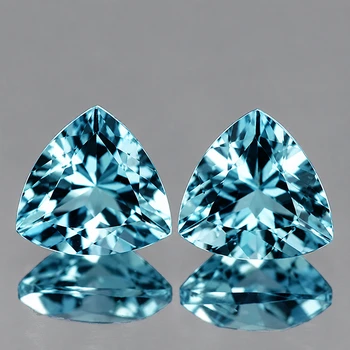 5.00 mm Trillion 2 pieces Superb Luster Natural Santa Maria Blue Aquamarine [Flawless-VVS]