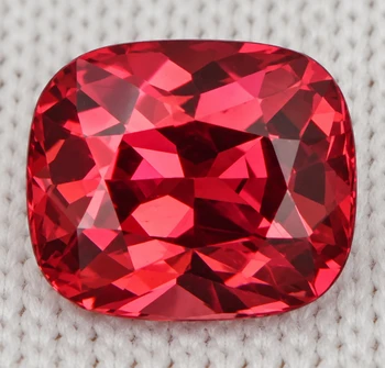 8.5x7 mm Cushion {2.55cts} Superb Luster Natural Intense Orange Pink Rhodolite Garnet [Flawless-VVS]