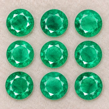 2.80 mm Round 9 pieces Sparkling Natural Brilliant Zambia Green Emerald [VVS]-Top
