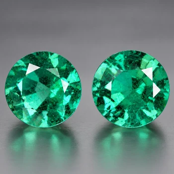 3.20 mm Round 2 pieces Lustrous Zambian Natural Premium Green Emerald [VVS-VS]-Top Grade