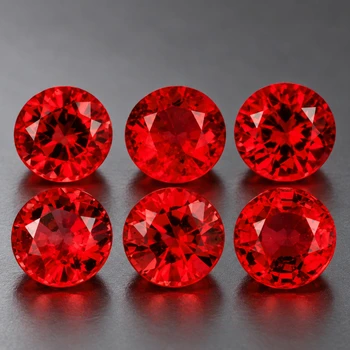 3.00 mm Round 6 pcs Top Luster Natural Orange Red Sapphire [Flawless-VVS]