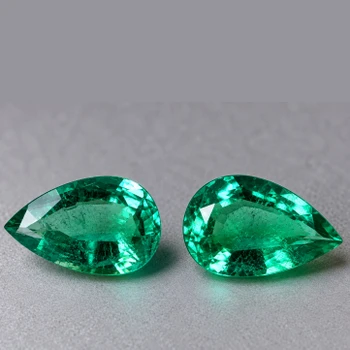 5x3.5 mm Pear 2pcs Natural Premium Zambian Green Emerald [VVS-VS]-Top Color