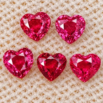 3.00 mm Heart 5pcs Top Luster Natural Intense Pink Red Burma Ruby [Flawless-VVS]