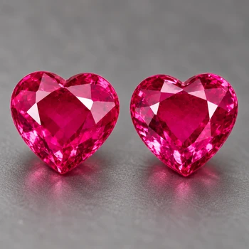 3.30 mm Heart 2pcs Top Luster Natural Intense Pink Red Burma Ruby [Flawless-VVS]