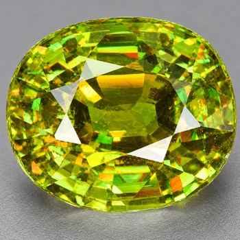 7x6 mm Oval 1.18ct Top Level Rainbow Sparkles Natural Canary Yellow Sphene [VVS]