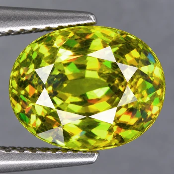 6x5 mm Oval 0.80ct Superb Luster Rainbow Spark Natural Canary Yellow Sphene [Flawless-VVS]