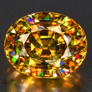 7x5 mm Oval 1.10ct Superb Luster Rainbow Spark Natural Yellow Sphene [Flawless-VVS]