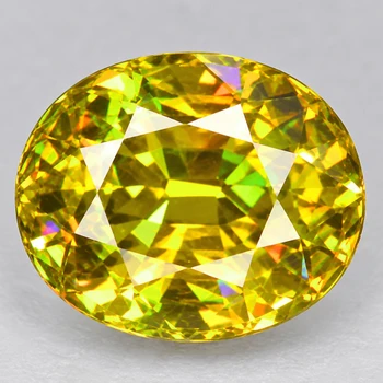 7x6 mm Oval 1.20cts Superb Luster Rainbow Spark Natural Yellow Sphene [Flawless-VVS]