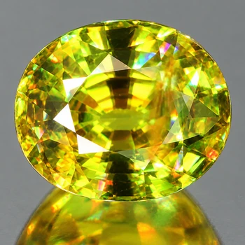 7x6 mm Oval 1.78ct Superb Luster Rainbow Spark Natural Canary Yellow Sphene [SI]