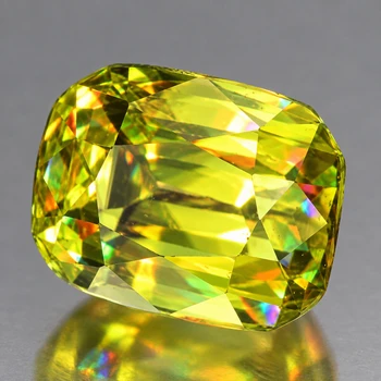 7x5 mm Cushion 1.25cts Superb Luster Rainbow Spark Natural Canary Yellow Sphene [Flawless-VVS]