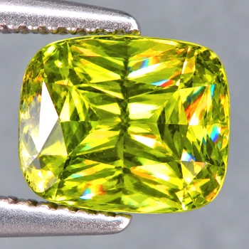 6.5x5.5 mm Cushion 1.06ct Superb Luster Rainbow Spark Natural Canary Yellow Sphene [VVS]