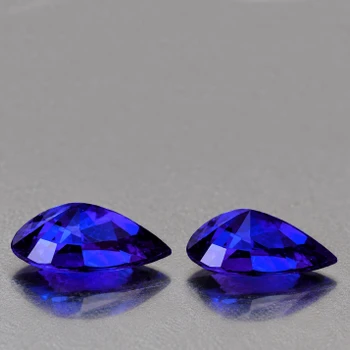 5x3 mm Pear 2 pcs Top Luster Natural Intense Violet Blue Sapphire [Flawless-VVS]