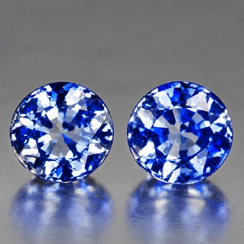 4.00 mm Round 2pcs AAA Luster Natural SriLanka Bicolor Intense Blue Sapphire [Flawless-VVS]