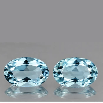 8.5x6 mm Oval 2 pcs {2.30ct} Top Luster Natural Santa Maria Blue Aquamarine [Flawless-VVS]