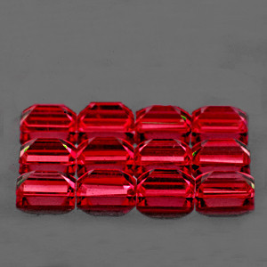 3x1.8 mm Baguette 12pcs Natural Red Mozambique Ruby [Flawless-VVS] {AAA Grade}