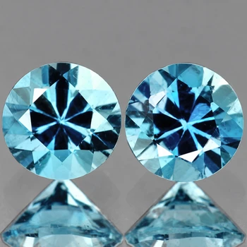 5.40 mm Round 2pcs Fire Luster Natural Santa Maria Blue Aquamarine [Flawless-VVS]