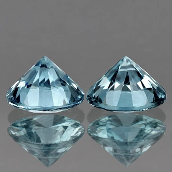 4.30 mm Round 2pcs Fire Luster Natural Santa Maria Blue Aquamarine [Flawless-VVS]