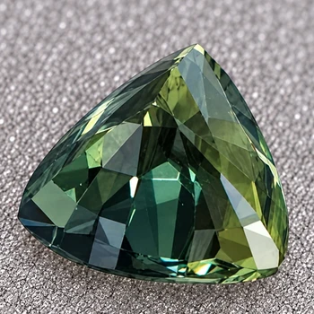5.50 mm Trillion 0.73ct AAA Luster Natural Madagascar Tri-Color Green Sapphire [Flawless-VVS]