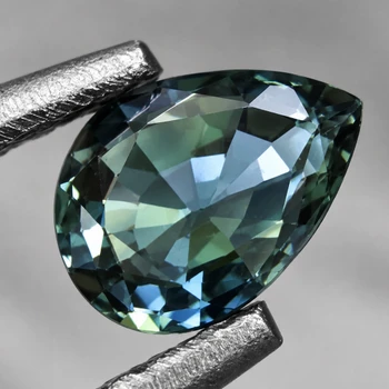 7x5 mm Pear {0.76ct} Brilliant Natural Blue Green Sapphire [Flawless-VVS]