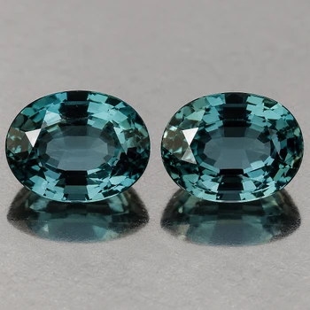 6x5 mm Oval 2pcs Top Luster Natural Madagascar Green Blue Sapphire [Flawless-VVS]