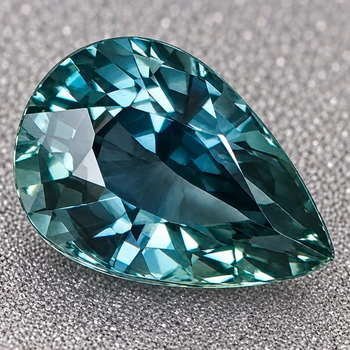 6.5x4.5 mm Pear {0.88ct} Brilliant Natural Green Blue Sapphire [Flawless-VVS]
