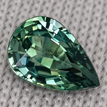 6.5x4.5 mm Pear 0.72ct Brilliant Natural Blue Green Sapphire [Flawless-VVS]