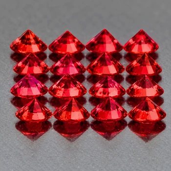 2.20 mm Round Machine Cut 16 pcs Superb Brilliancy Natural Intense Orange Red Sapphire [Flawless-VVS]-Top Grade