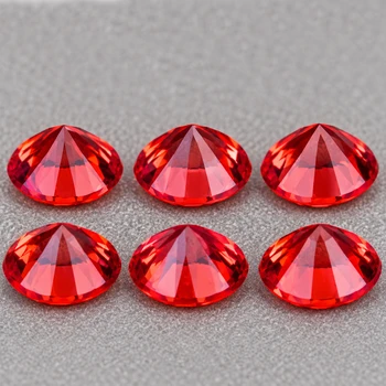 3.00 mm Round Machine Cut 6 pcs Superb Brilliancy Natural Intense Orange Red Sapphire [Flawless-VVS]-Top Grade