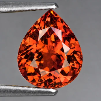 8.50 mm Pear 2.30cts AAA Luster Natural Brilliant Intense Orange Tourmaline [Flawless-VVS]