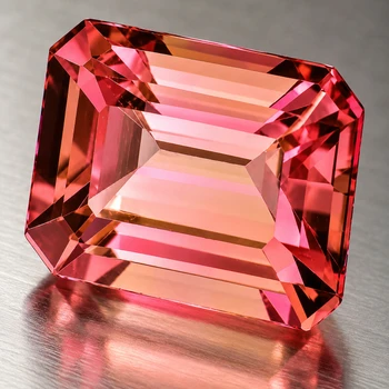 8x7 mm Octagon 2.52ct Sparkling Natural Intense Bi-Color Orange Pink Tourmaline [Flawless-VVS]