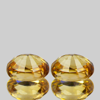 8x6 mm Oval 2pcs AAA Fire Luster Natural Golden Yellow Zircon [Flawless-VVS]