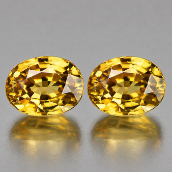 8x6 mm Oval 2pcs AAA Fire Luster Natural Golden Yellow Zircon [Flawless-VVS]