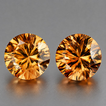 5.80 mm Round Diamond Cut 2pcs Natural Golden Champagen Zircon [Flawless-VVS]-AAA Grade