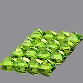 2.00 mm Square Machine Cut 50 pieces Natural Fire Luster Green Peridot [Flawless-VVS]