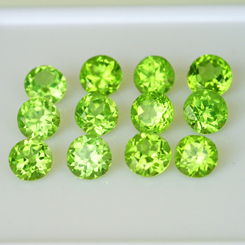 1.30 mm Round Machine Cut 100 pcs AAA Fire Luster Natural Green Peridot [Flawless-VVS]